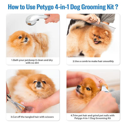 Petygo 4-In-1 Dog Grooming Kit with Nail Grinder & Dog Paw Trimmer - Customer'S Choice, Low-Noise, Rechargeable, Cordless, Electric, Quiet Hair Shave Clippers Set for Dogs, Cats, and Paw Pets - Most Loved Gift,Thanksgiving, Christmas, New Year Gifts