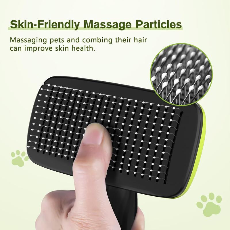 Self-Cleaning Slicker Brush for Dogs, Cats, Lightweight Dog Brush for Shedding Massaging Grooming, Cat Brush Gently Removes Loose Fur Undercoat For...