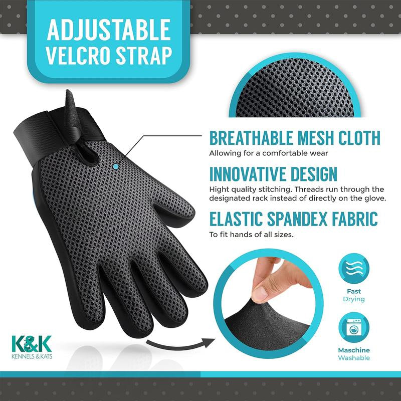 Pet Grooming Hair Gloves for Dogs, Cats, Rabbits, and Horses - 260 Silicone Tips, Deshedding and Massage Mitt - Bpa-Free