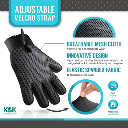 Pet Grooming Hair Gloves for Dogs, Cats, Rabbits, and Horses - 260 Silicone Tips, Deshedding and Massage Mitt - Bpa-Free
