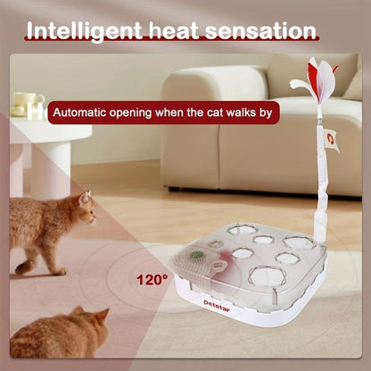 Automatic Cat Toys for Indoor Cats - 3-In-1 Automatic Kitten Toys with Feather and Ball for Pet Fun Exercise