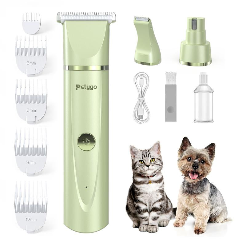 Petygo 4-In-1 Dog Grooming Kit with Nail Grinder & Dog Paw Trimmer - Customer'S Choice, Low-Noise, Rechargeable, Cordless, Electric, Quiet Hair Shave Clippers Set for Dogs, Cats, and Paw Pets - Most Loved Gift,Thanksgiving, Christmas, New Year Gifts
