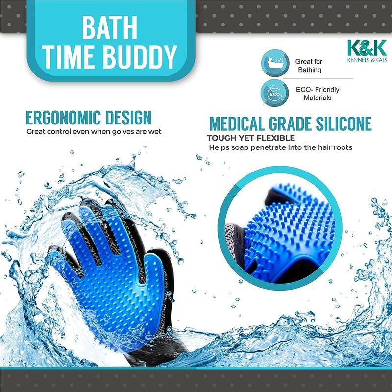 Pet Grooming Hair Gloves for Dogs, Cats, Rabbits, and Horses - 260 Silicone Tips, Deshedding and Massage Mitt - Bpa-Free