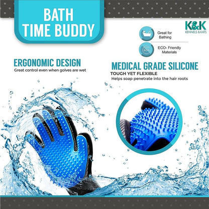 Pet Grooming Hair Gloves for Dogs, Cats, Rabbits, and Horses - 260 Silicone Tips, Deshedding and Massage Mitt - Bpa-Free