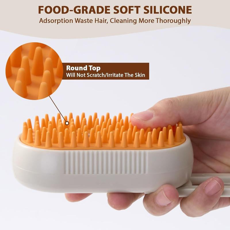 [Steam Cat Brush] 4 in 1 Rechargeable Cat Steam Brush | Anti-Static, Massage, Cleaning, Shedding & Combing All in One