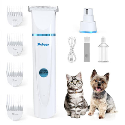 Petygo 4-In-1 Dog Grooming Kit with Nail Grinder & Dog Paw Trimmer - Customer'S Choice, Low-Noise, Rechargeable, Cordless, Electric, Quiet Hair Shave Clippers Set for Dogs, Cats, and Paw Pets - Most Loved Gift,Thanksgiving, Christmas, New Year Gifts