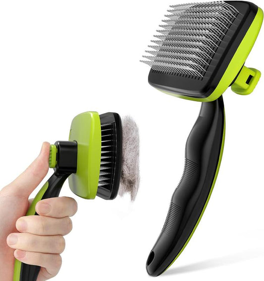 Self-Cleaning Slicker Brush for Dogs, Cats, Lightweight Dog Brush for Shedding Massaging Grooming, Cat Brush Gently Removes Loose Fur Undercoat For...