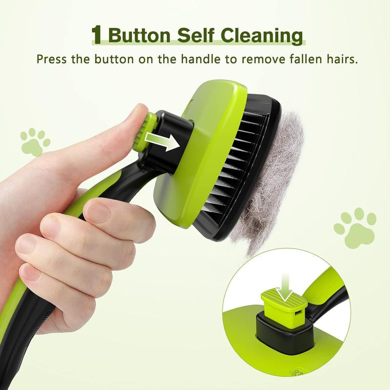 Self-Cleaning Slicker Brush for Dogs, Cats, Lightweight Dog Brush for Shedding Massaging Grooming, Cat Brush Gently Removes Loose Fur Undercoat For...