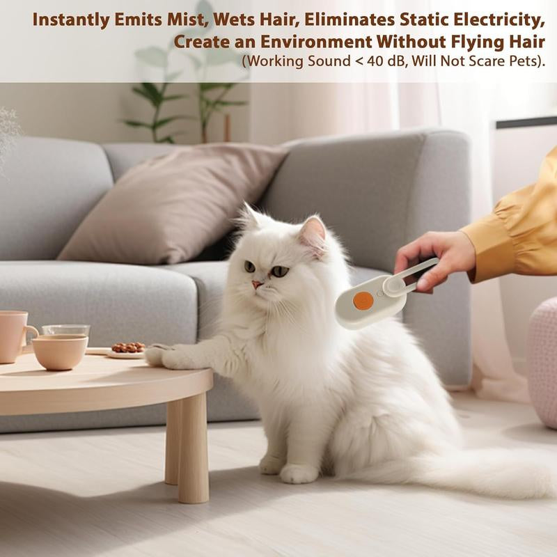 [Steam Cat Brush] 4 in 1 Rechargeable Cat Steam Brush | Anti-Static, Massage, Cleaning, Shedding & Combing All in One