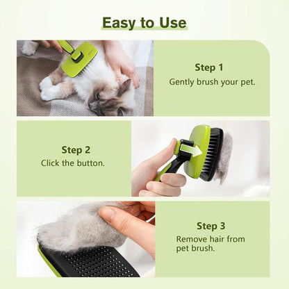 Self-Cleaning Slicker Brush for Dogs, Cats, Lightweight Dog Brush for Shedding Massaging Grooming, Cat Brush Gently Removes Loose Fur Undercoat For...