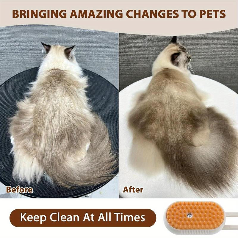 [Steam Cat Brush] 4 in 1 Rechargeable Cat Steam Brush | Anti-Static, Massage, Cleaning, Shedding & Combing All in One