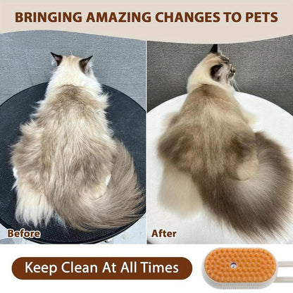 [Steam Cat Brush] 4 in 1 Rechargeable Cat Steam Brush | Anti-Static, Massage, Cleaning, Shedding & Combing All in One